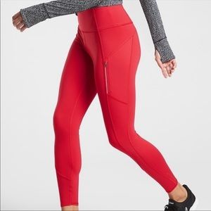 Athleta Rainier Leggings Red NWT S